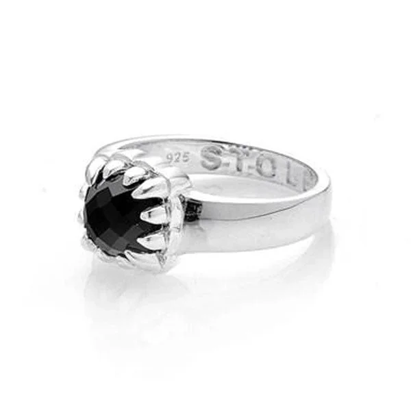 Rhinestone - Embellished Fashion Rings in Silver - Tone Metal for a Glamorous TouchOnyx Baby Claw Ring