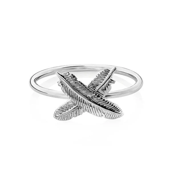 Open - Band Fashion Rings in Sterling Silver with Gemstone InlaysFeather Kisses Ring