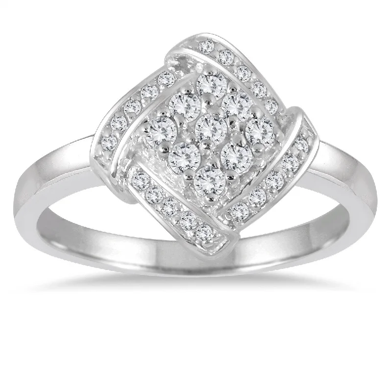 Cushion - Cut Women's Diamond Rings in Platinum with a Soft and Romantic AppearanceMarquee 1/4 Carat TW Diamond Cluster Ring in 10K White Gold