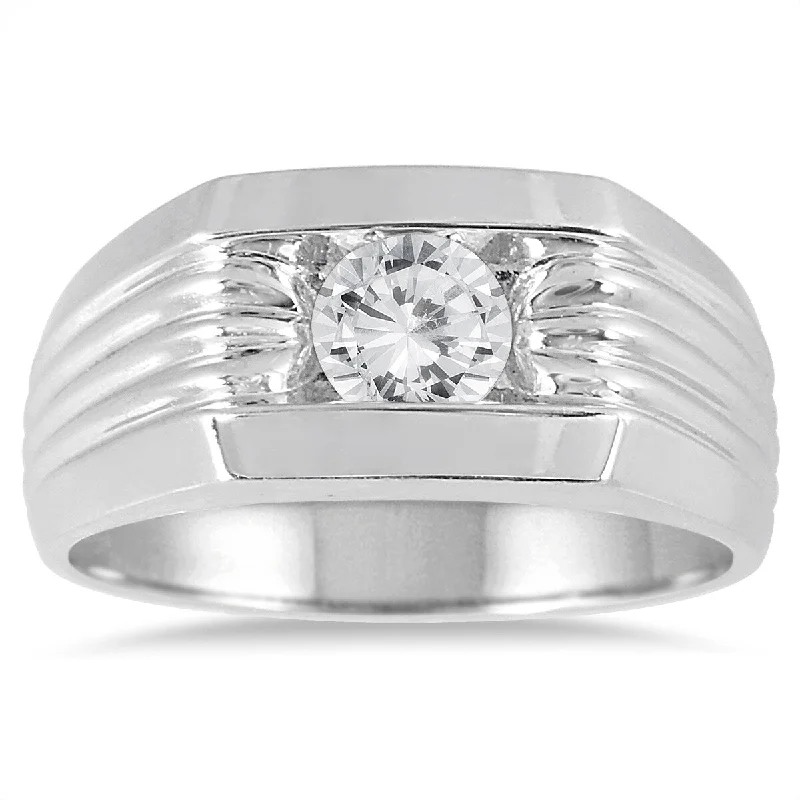 Three - Stone Women's Diamond Rings Symbolizing Past, Present, and Future with Emerald - Cut DiamondsAGS Certified 3/4 Carat Men's Diamond Solitaire Ring in 10K White Gold (H-I Color, I1-I2 Clarity)