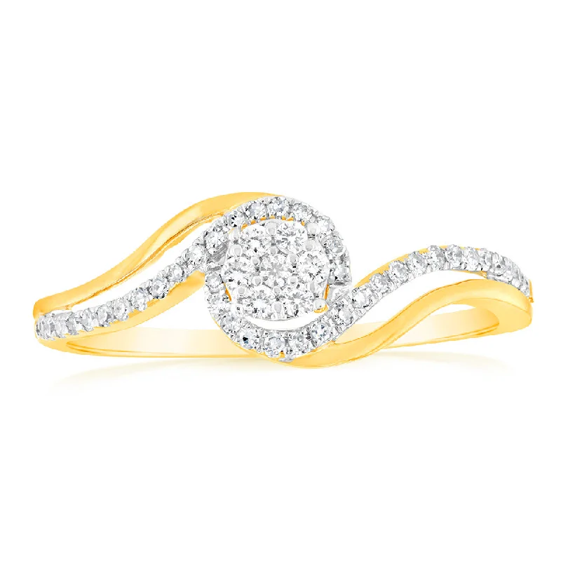 Marquise - Cut Women's Diamond Rings in Palladium for a Unique and Elongated Shape9ct Yellow Gold Luminesce Lab Grown Cluster Diamond Ring