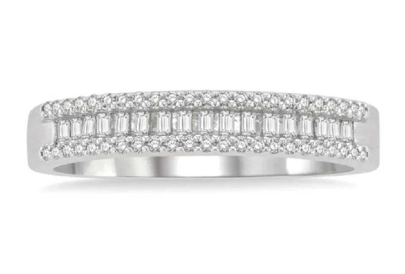 Textured Fashion Rings in Pewter with Hammered and Embossed Surfaces14K White Gold Stackable Baguette Diamond Ring