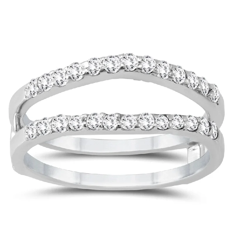 Vintage - Style Women's Diamond Rings with Floral - Engraved Bands and Multiple Diamond Accents1/2 Carat TW Diamond Insert Ring in 14K White Gold