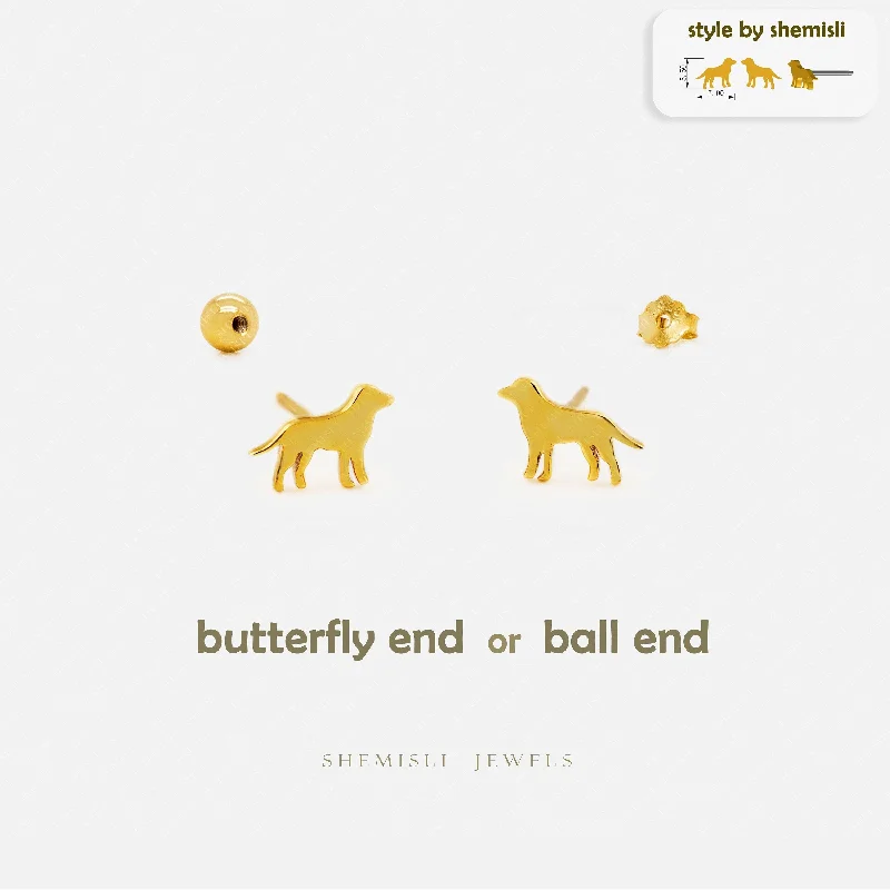 Magnetic - Back Stud Earrings in Black for Easy and Comfortable WearDainty Dog  Studs Earrings, Unisex, Gold, Silver SHEMISLI SS881 Butterfly End, SS882 Screw Ball End (Type A) LR