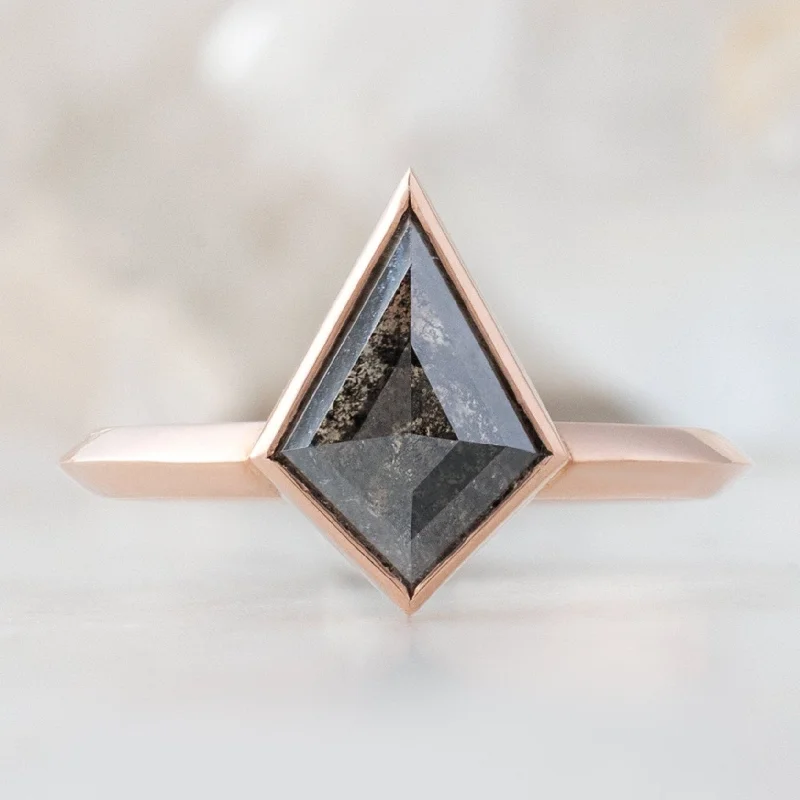 Men's Turquoise Engagement Rings in 925 Silver with a Southwestern - Inspired BandThe Hazel Ring | 1.52ct Kite Black Diamond in 14K Rose Gold