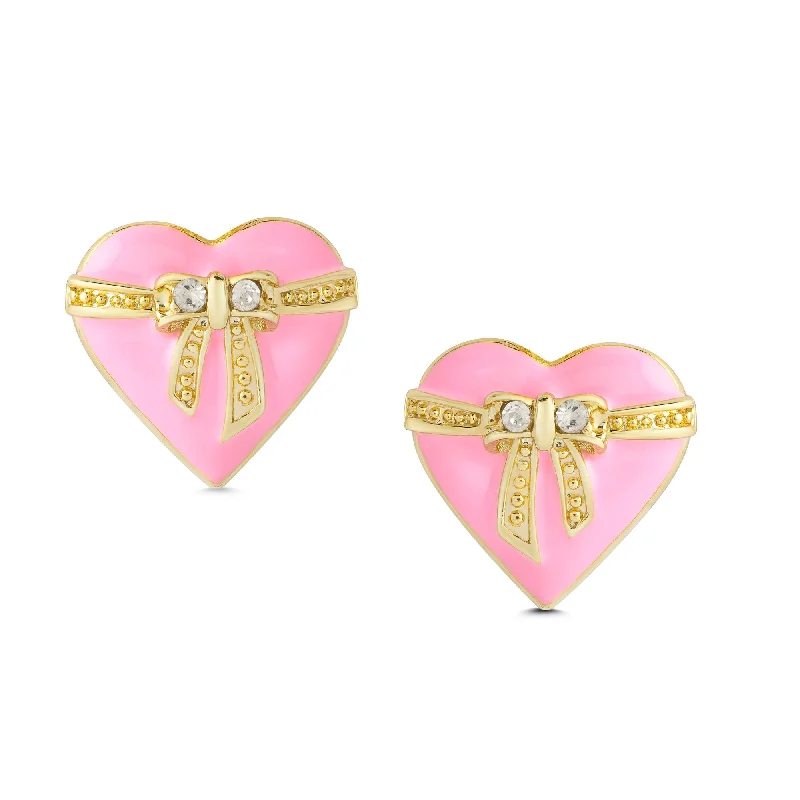 Two - Tone Gold and Silver Plated Clover Stud Earrings for a Lucky and Stylish SymbolHeart & Ribbon Bow Stud Earrings