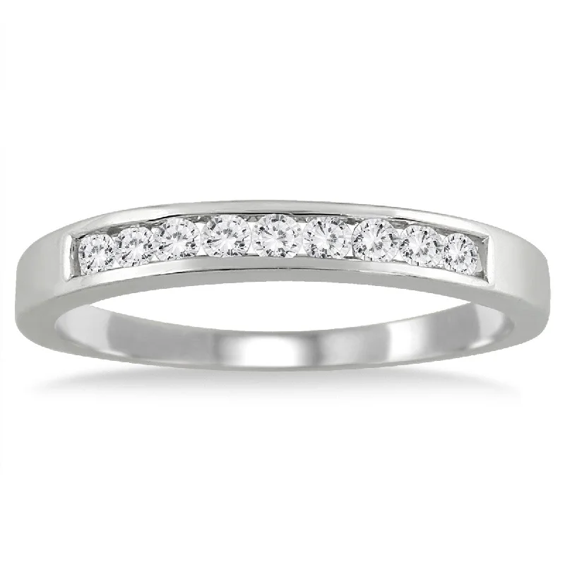 Three - Stone Women's Diamond Rings Symbolizing Past, Present, and Future with Emerald - Cut DiamondsMarquees Jewels 10K White Gold 1/4ct TDW Channel-set Diamond Band