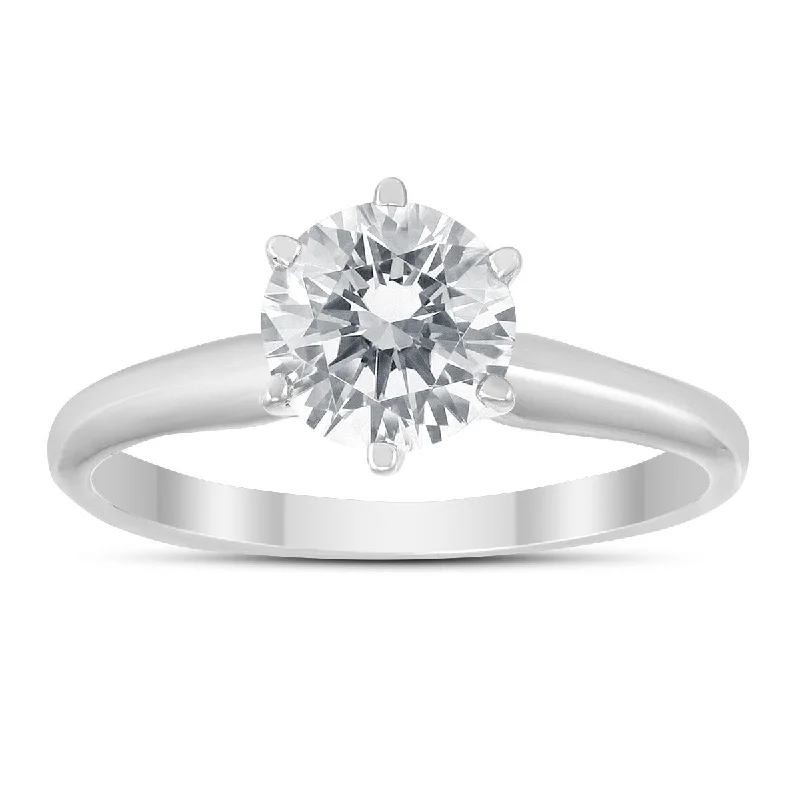 Vintage - Style Women's Diamond Rings with Floral - Engraved Bands and Multiple Diamond AccentsIGI Certified Lab Grown 1 Carat Diamond Solitaire Ring in 14K White Gold (I Color, SI2 Clarity)