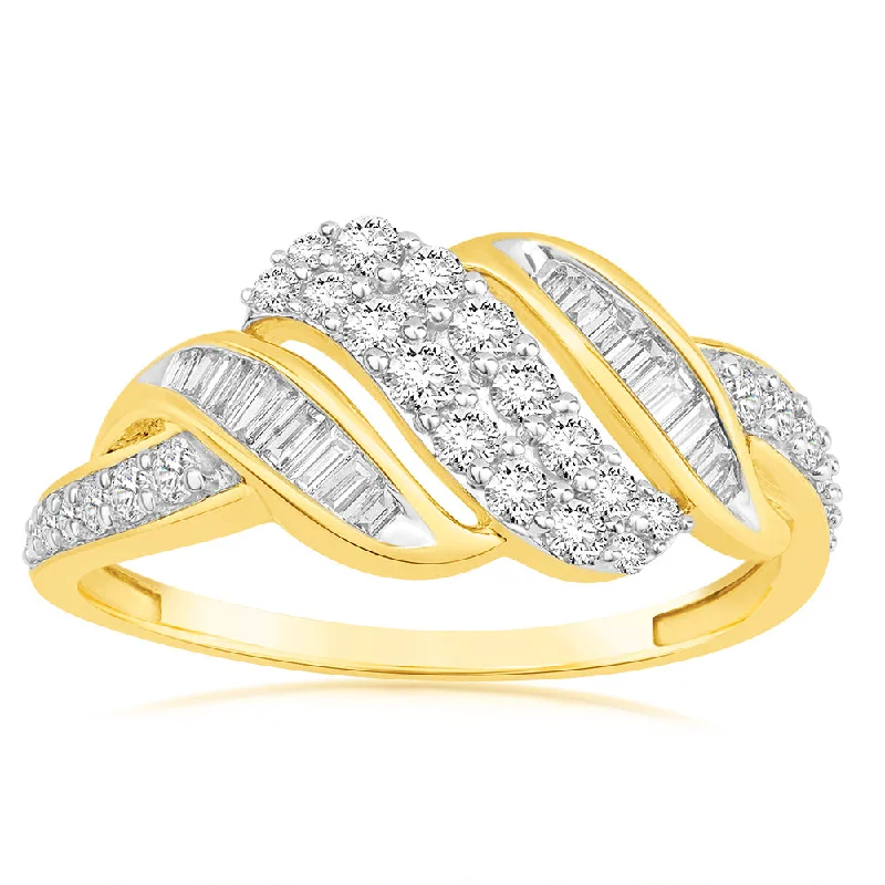 Women's Diamond Rings with Side - Stone Pave Setting for a Sparkling and Continuous ShineLuminesce Lab Grown 9ct Yellow Gold 1/2 Carat Diamond Channel Set Ring