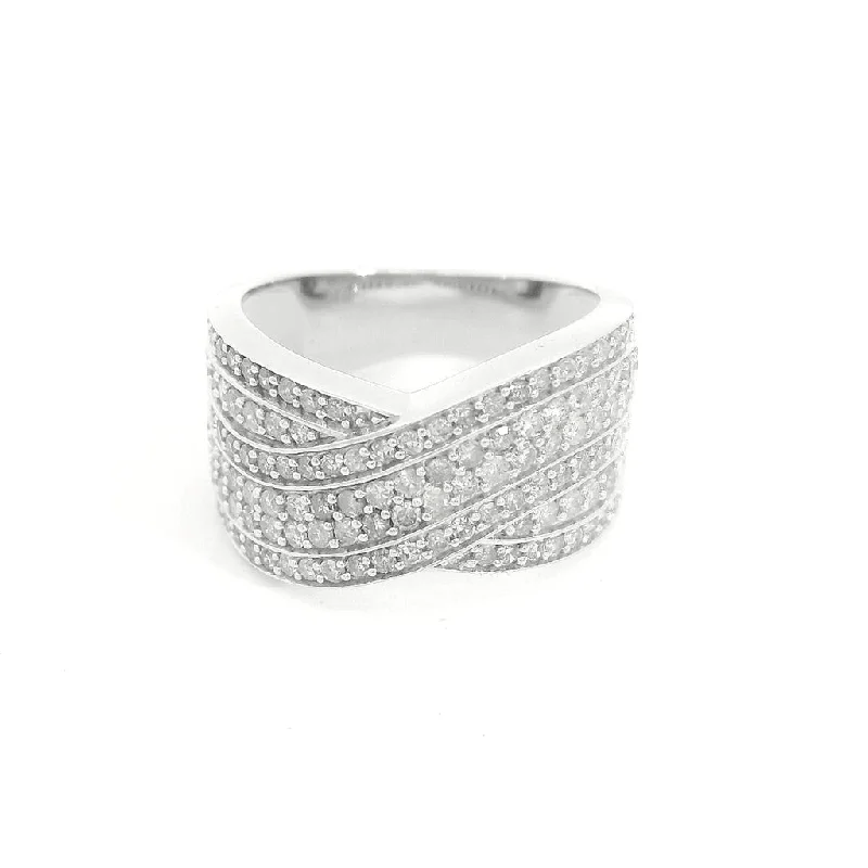 Minimalist Fashion Rings in Stainless Steel with a Single Solitaire CrystalSterling Silver Twisted Natural Diamonds Ring