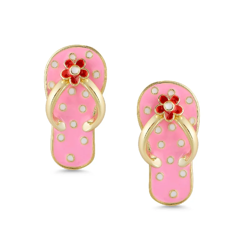 Rose Gold - Tone Geometric - Patterned Stud Earrings for a Modern and Trendy LookFlip Flop Stud Earrings