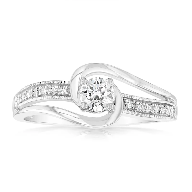 Cluster - Style Women's Diamond Rings with Multiple Small Diamonds Arranged in a Stunning PatternLuminesce Lab Grown 1/4 Carat Wrap Around Ring in Sterling Silver