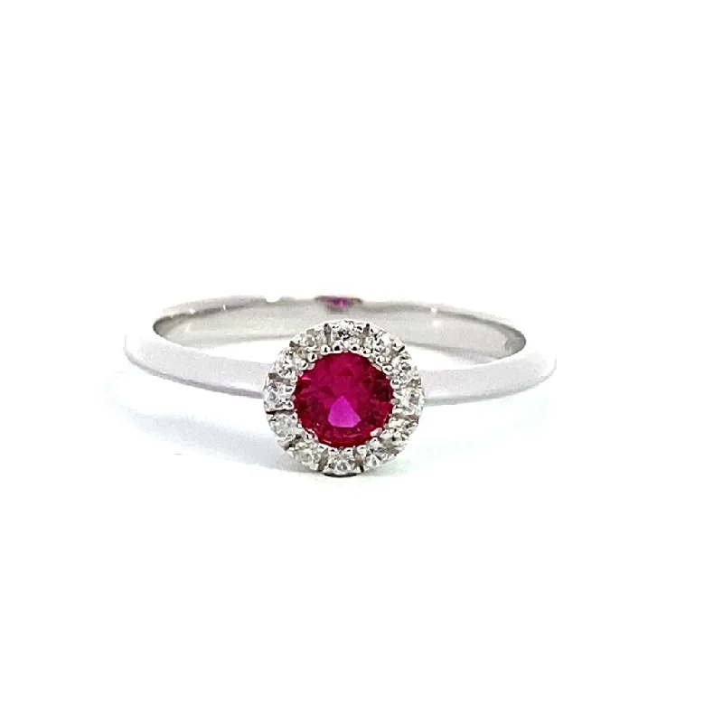 Pearl - Adorned Fashion Rings in Gold - Tone Alloy for a Sophisticated LookJuly Birthstone Ring: Sterling Silver Synthetic Ruby Halo Ring