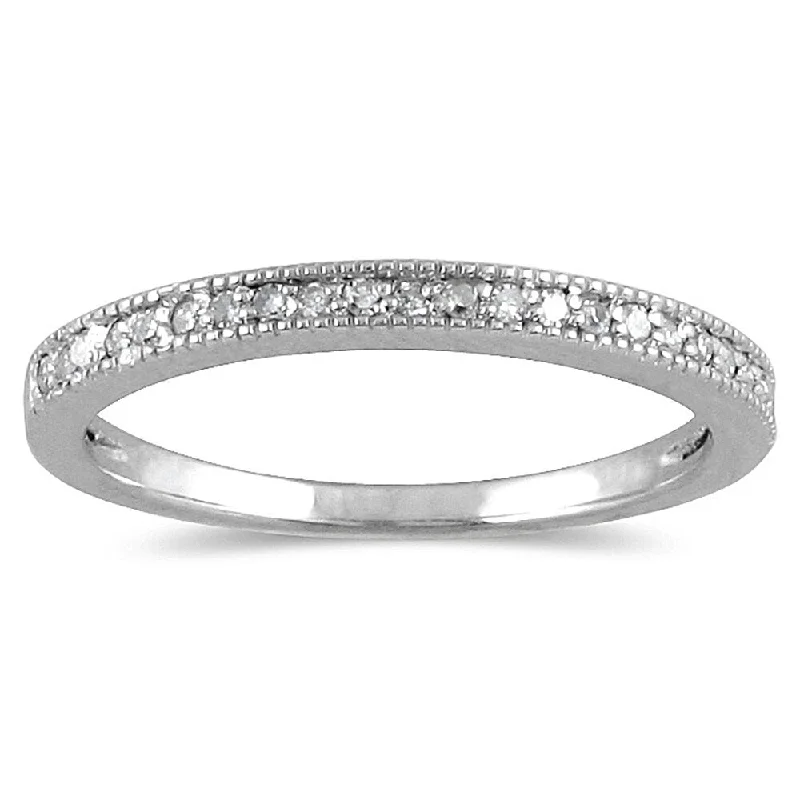 Tennis - Style Women's Diamond Rings with a Continuous Row of Diamonds for a Classic and Versatile Look1/10 Carat TW Diamond Wedding Band in 10K White Gold