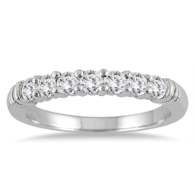 1/2 Carat TW Seven Stone Diamond Wedding Band in 10K White Gold