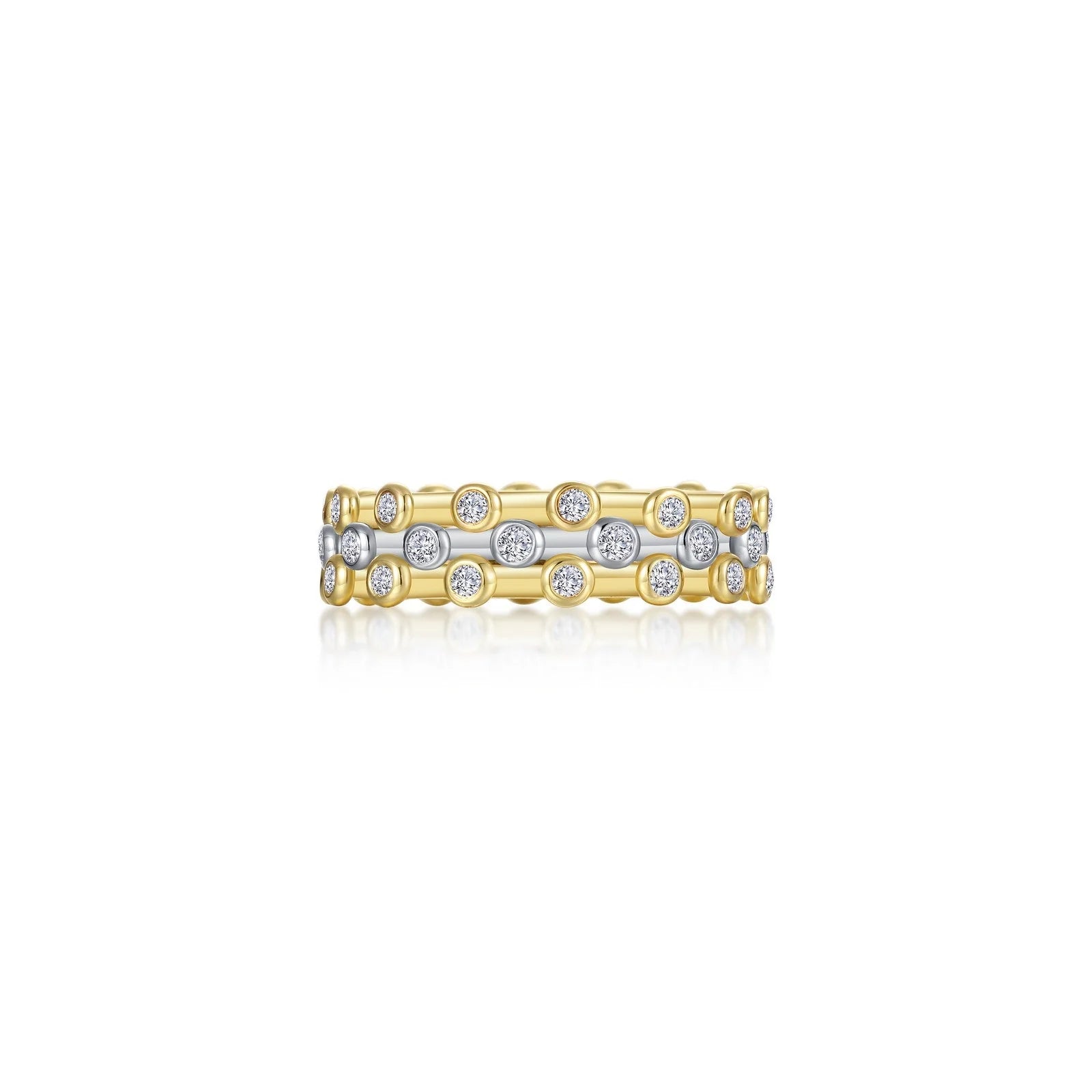 Statement - Making Fashion Rings in Gold - Plated Brass with Oversized Cubic Zirconia StonesLafonn Simulated Diamond 3-Piece Bezel-Set Eternity Ring Set R0528CLT10