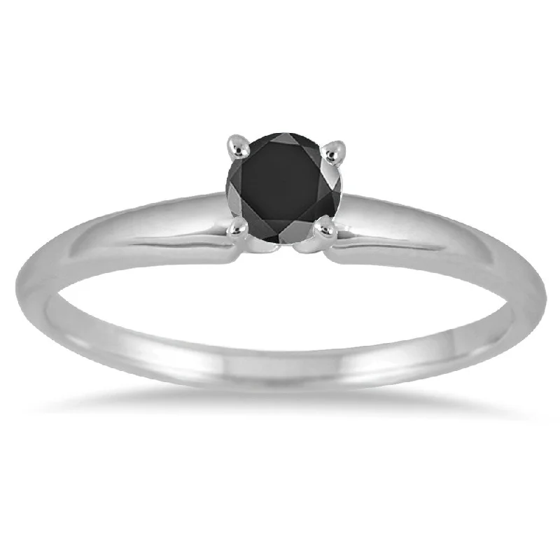 Cluster - Style Women's Diamond Rings with Multiple Small Diamonds Arranged in a Stunning Pattern1/4 Carat Round Black Diamond Solitaire Ring in 14k White Gold