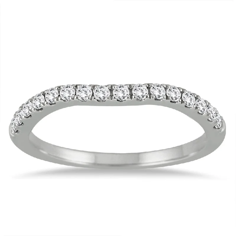 Halo - Style Women's Diamond Rings with a Center Diamond Surrounded by Smaller Diamonds in 18K Gold1/5 Carat TW Diamond Curved Wedding Band in 14K White Gold