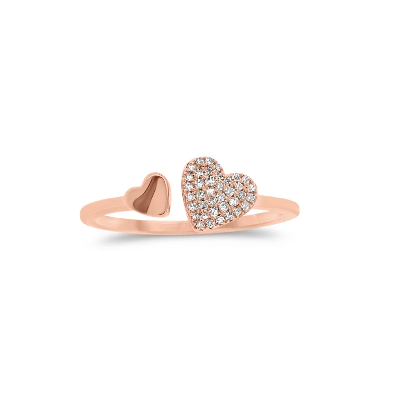 Rhinestone - Embellished Fashion Rings in Silver - Tone Metal for a Glamorous TouchDiamond Heart Open Ring