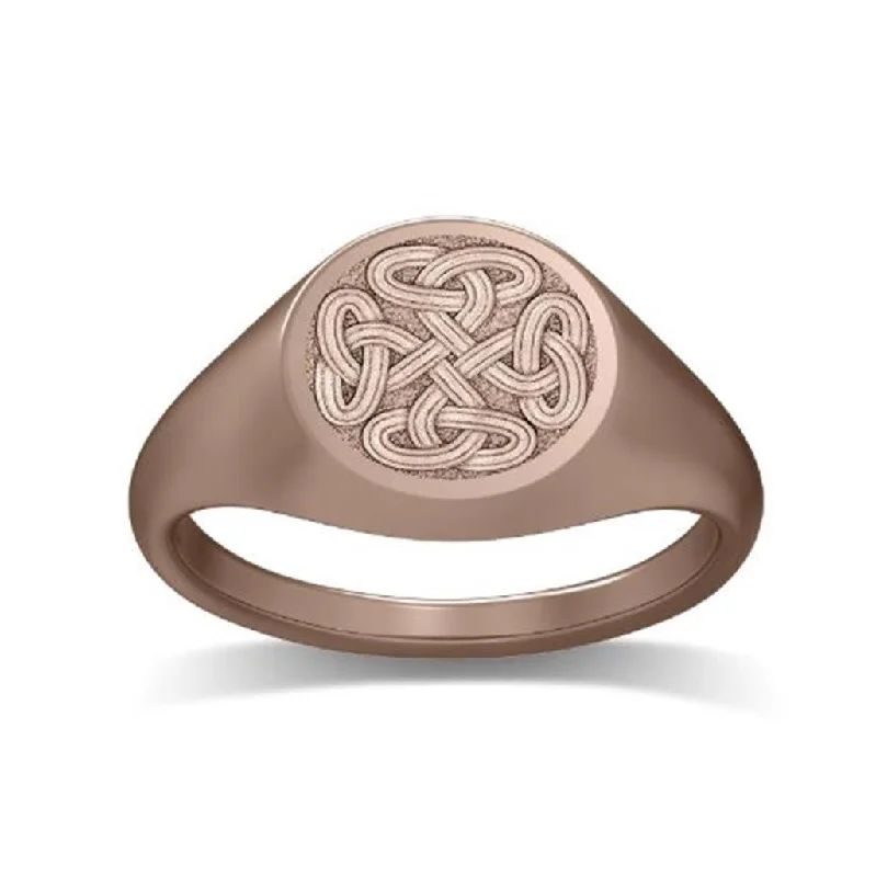 Rhinestone - Embellished Fashion Rings in Silver - Tone Metal for a Glamorous Touch14K Rose Gold 'The Galway' Celtic Knot Signet Fashion Ring