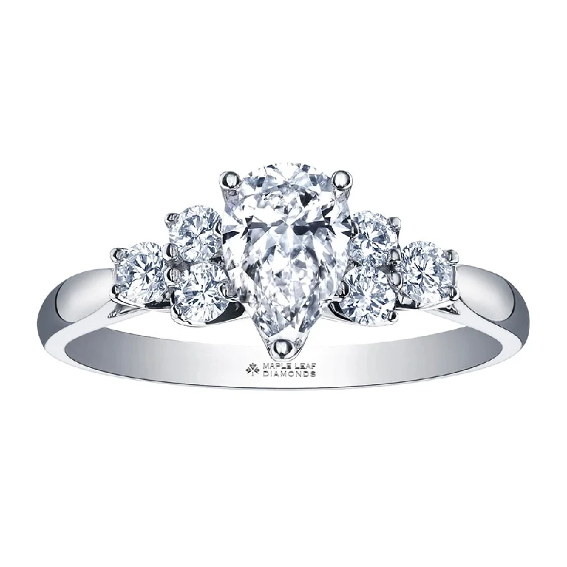 Signature - Design Women's Diamond Rings with a Brand - Specific Pattern and High - Quality DiamondsPear-Shaped Canadian Diamond Engagement Ring with Accents