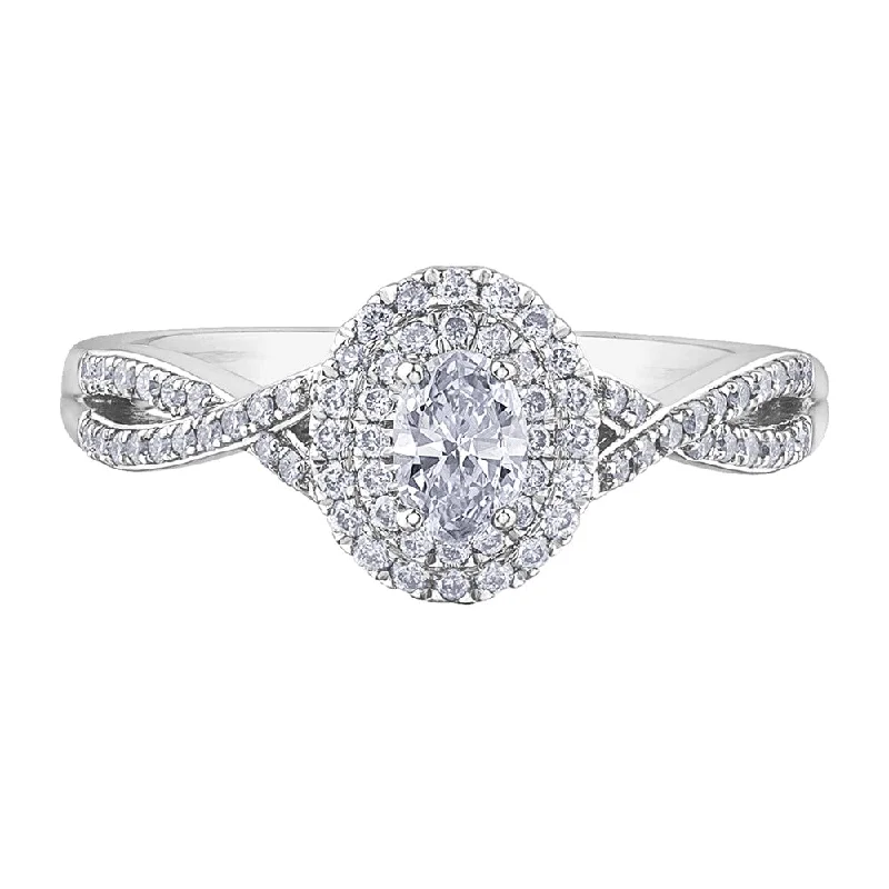 Signature - Design Women's Diamond Rings with a Brand - Specific Pattern and High - Quality DiamondsOval Diamond Ring with Halo and Twist Accents