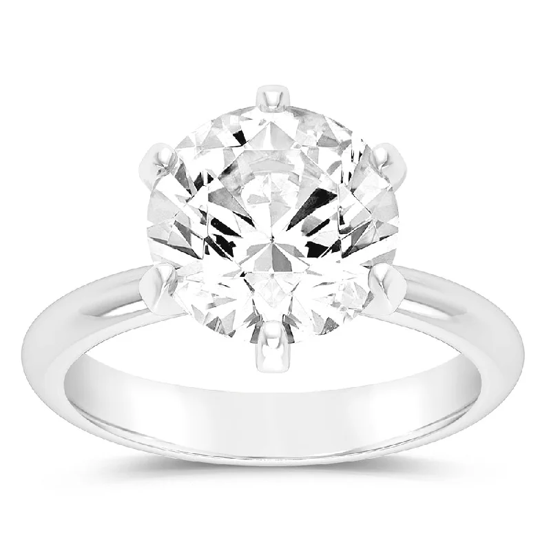 Vintage - Style Women's Diamond Rings with Floral - Engraved Bands and Multiple Diamond AccentsLuminesce Lab Grown 18ct White Gold Solitaire Ring in 5 Carat Certified Diamond