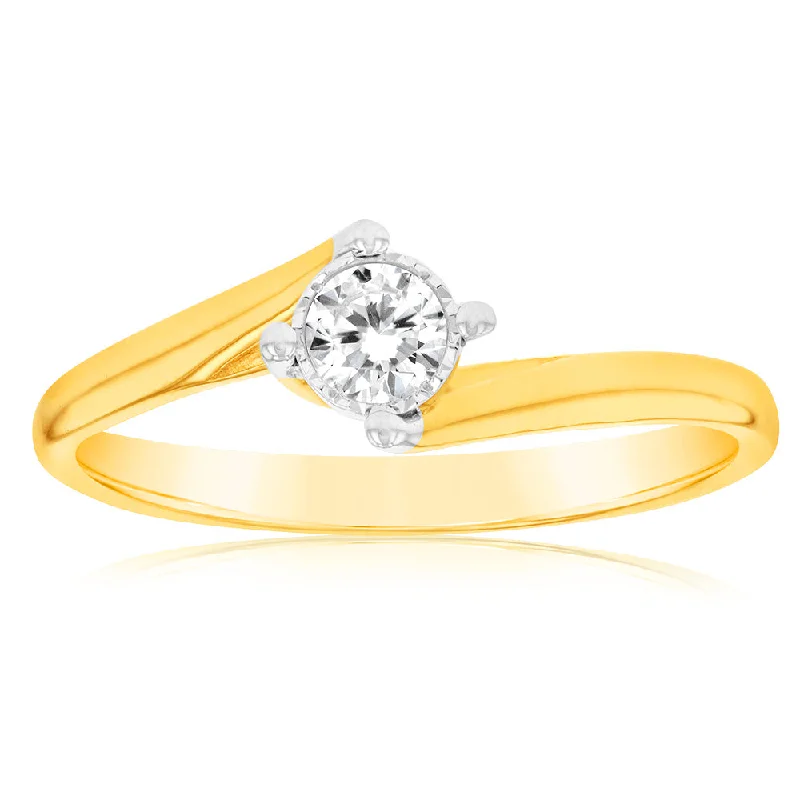 Women's Diamond Rings with Side - Stone Pave Setting for a Sparkling and Continuous ShineLuminesce Lab Grown Diamond Engagement Ring in 9ct Yellow Gold