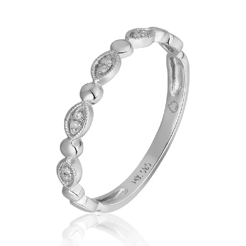 Geometric - Shaped Fashion Rings in Titanium with Iridescent Inlays14K White Gold Dainty Classic Diamond Stackable Ring