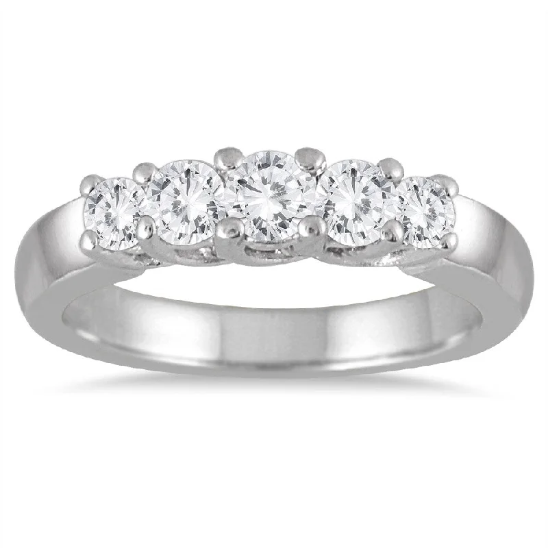 Princess - Cut Women's Diamond Rings in White Gold with a High - Clarity Diamond for a Modern LookMarquee Jewels 10k White Gold 3/4ct TDW Diamond 5-stone Ring