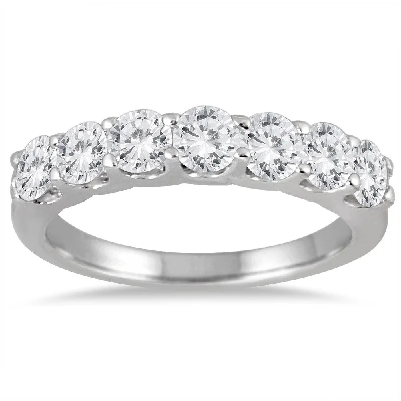 Tennis - Style Women's Diamond Rings with a Continuous Row of Diamonds for a Classic and Versatile LookMarquee Jewels 14k White Gold 1 3/8ct TDW 7-stone Diamond Band