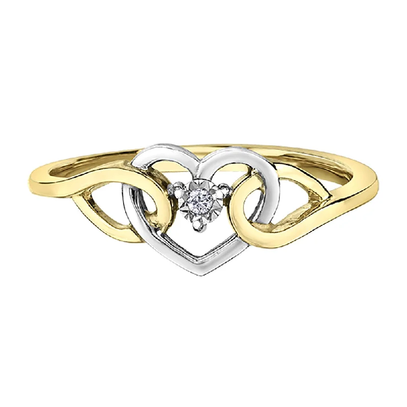 Adjustable Women's Diamond Rings with a Flexible Band for a Comfortable and Custom FitWhite and Yellow Gold Heart Diamond Ring