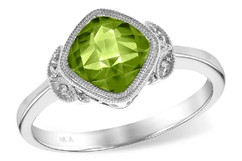 Textured Fashion Rings in Pewter with Hammered and Embossed Surfaces14K White Gold Peridot And Diamond Fashion Ring