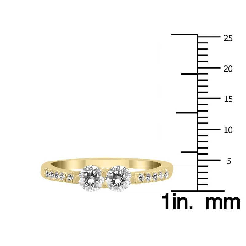 Tennis - Style Women's Diamond Rings with a Continuous Row of Diamonds for a Classic and Versatile LookMarquee 5/8 Carat TW Two Stone Diamond Ring in 14K Yellow Gold