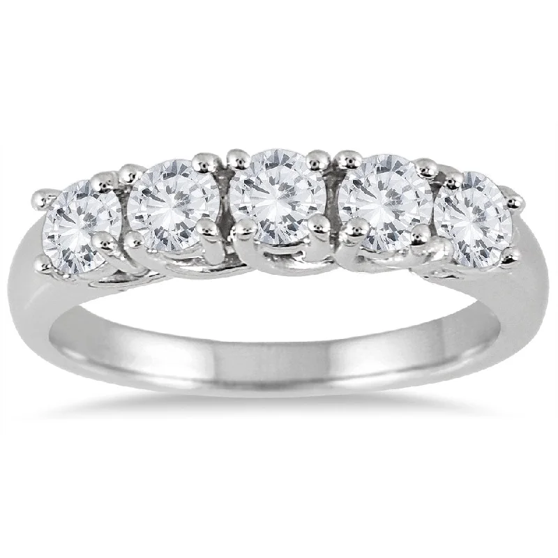 Signature - Design Women's Diamond Rings with a Brand - Specific Pattern and High - Quality DiamondsMarquee Jewels 14k White Gold 1ct TDW 5-stone Diamond Wedding Band