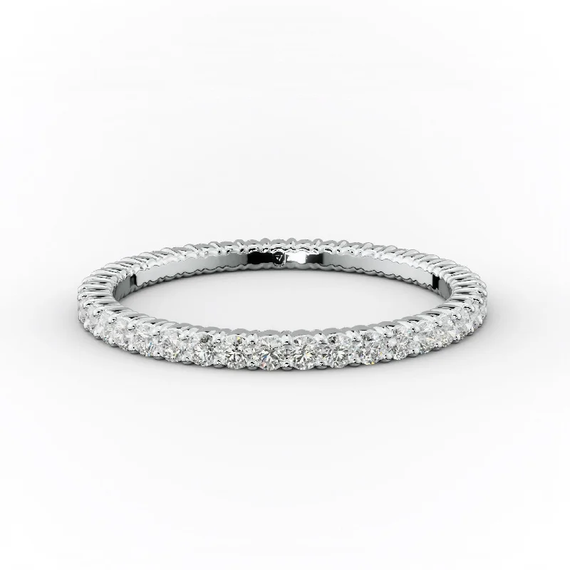 Women's Diamond Rings with Side - Stone Pave Setting for a Sparkling and Continuous Shine1/2 Carat Round Cut Diamond Classic Eternity Band Shared Prong