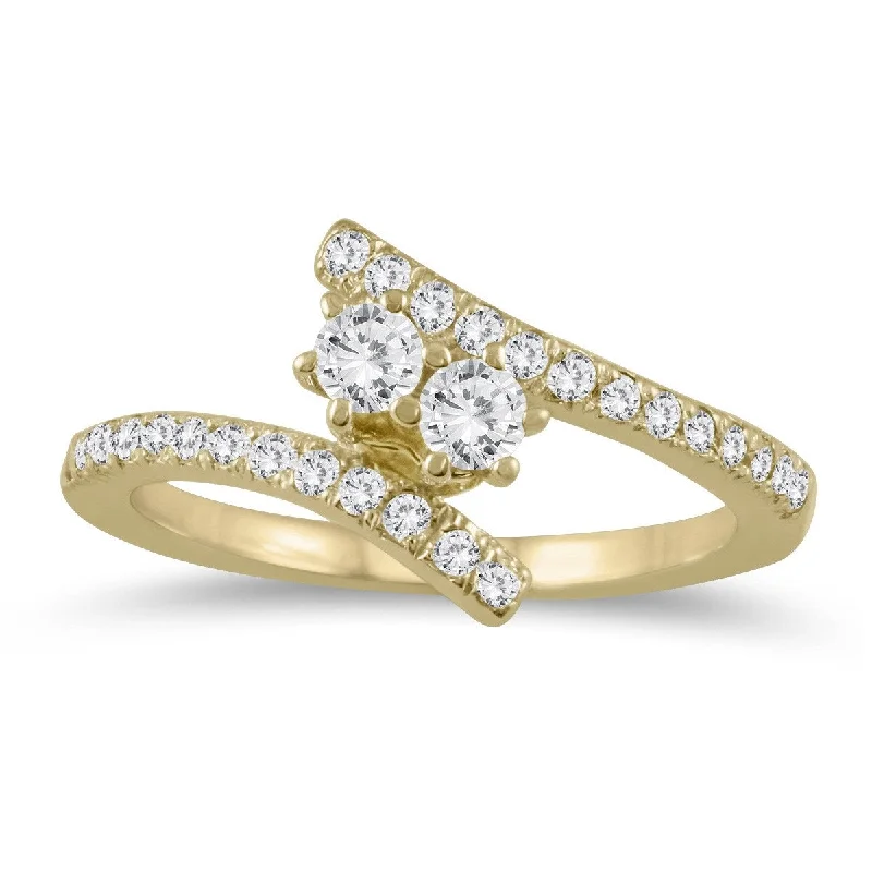 Signature - Design Women's Diamond Rings with a Brand - Specific Pattern and High - Quality DiamondsMarquee 1/2 Carat TW Two Stone Diamond Ring in 10K Yellow Gold