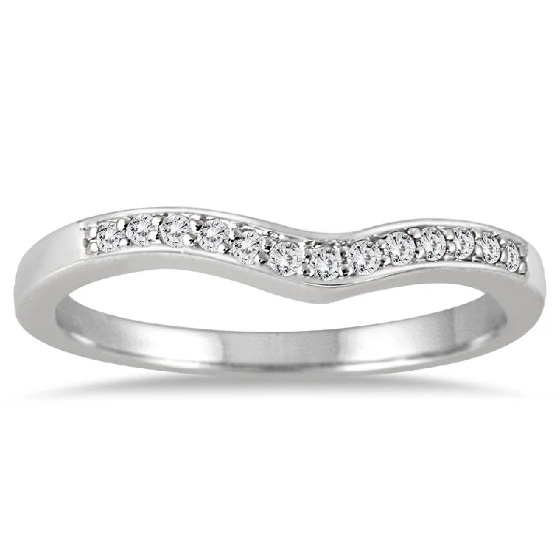 Women's Diamond Rings with Side - Stone Pave Setting for a Sparkling and Continuous Shine1/6 Carat TW Diamond Wedding Band in 10K White Gold