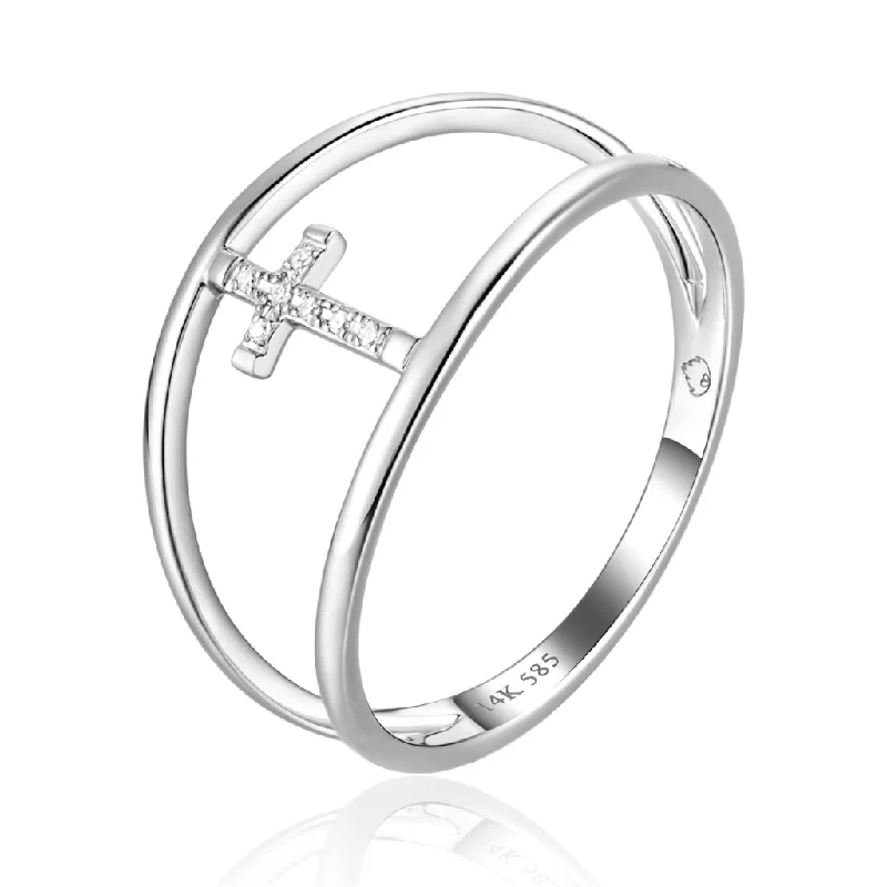 LED - Lit Fashion Rings in Plastic with Color - Changing Effects for a Futuristic Look14K White Gold Cross Cage Diamond Ring