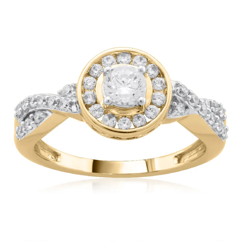 Adjustable Women's Diamond Rings with a Flexible Band for a Comfortable and Custom Fit18K YG Cluster Diamond Ring-1pc