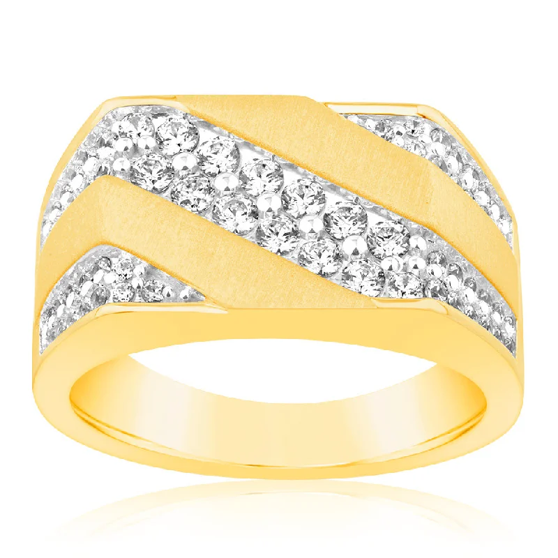 Women's Solitaire Diamond Rings with Round - Cut Diamonds and Platinum Settings for an Elegant Engagement1 Carat Luminesce Lab Grown Diamond Gents Ring in 9ct Yellow Gold