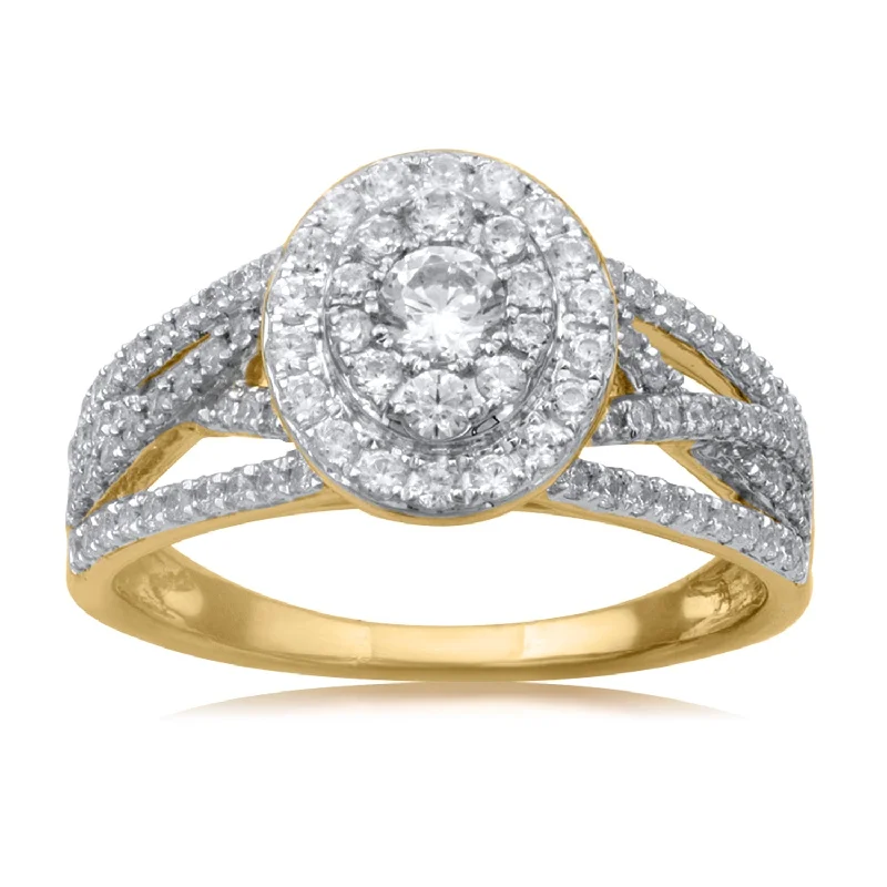 Cushion - Cut Women's Diamond Rings in Platinum with a Soft and Romantic Appearance14K YG Cluster Diamond Ring-1pc