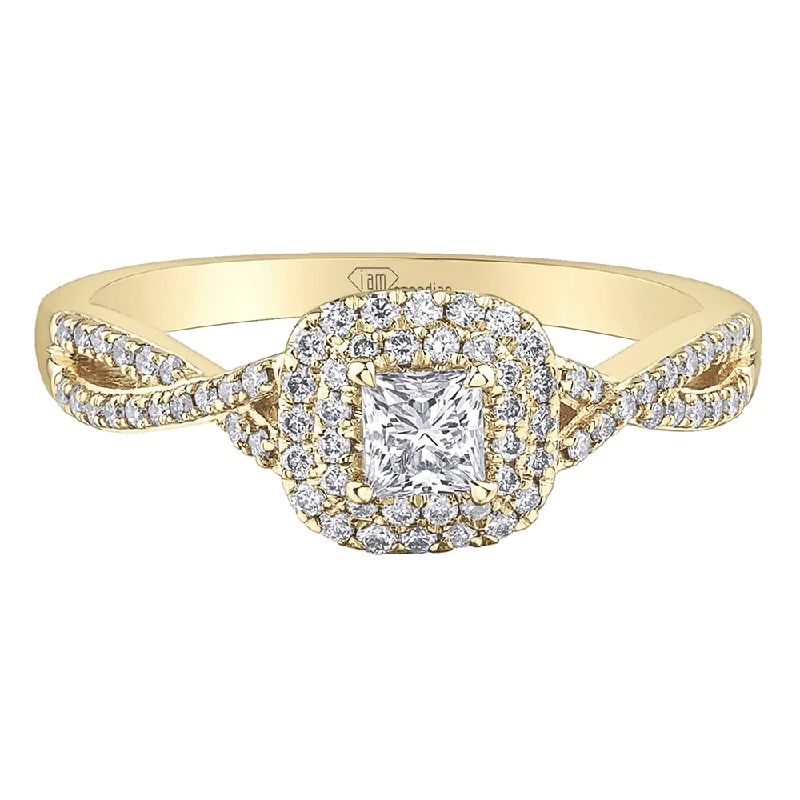 Tennis - Style Women's Diamond Rings with a Continuous Row of Diamonds for a Classic and Versatile LookCanadian Diamond Engagement Ring with Cushion Halo