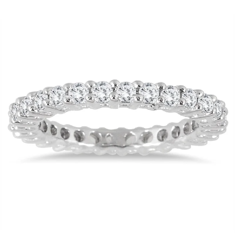 Cluster - Style Women's Diamond Rings with Multiple Small Diamonds Arranged in a Stunning Pattern1 Carat TW Diamond Eternity Band in 14K White Gold