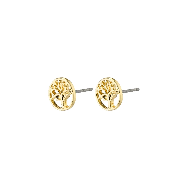 Rhinestone - Embellished Crown - Shaped Stud Earrings for a Princess - Inspired LookIBEN tree-of-life earrings gold-plated