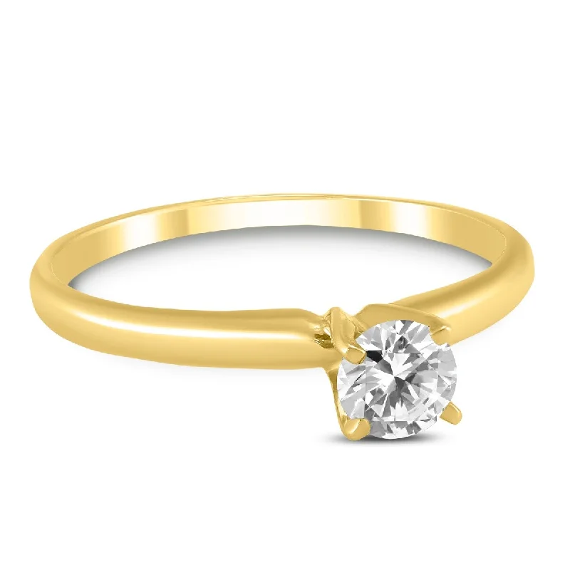 Three - Stone Women's Diamond Rings Symbolizing Past, Present, and Future with Emerald - Cut DiamondsMarquee Certified 1/3 Carat Round Diamond Solitaire Ring in 14K Yellow Gold (H-I Color, SI1-SI2 Clarity)