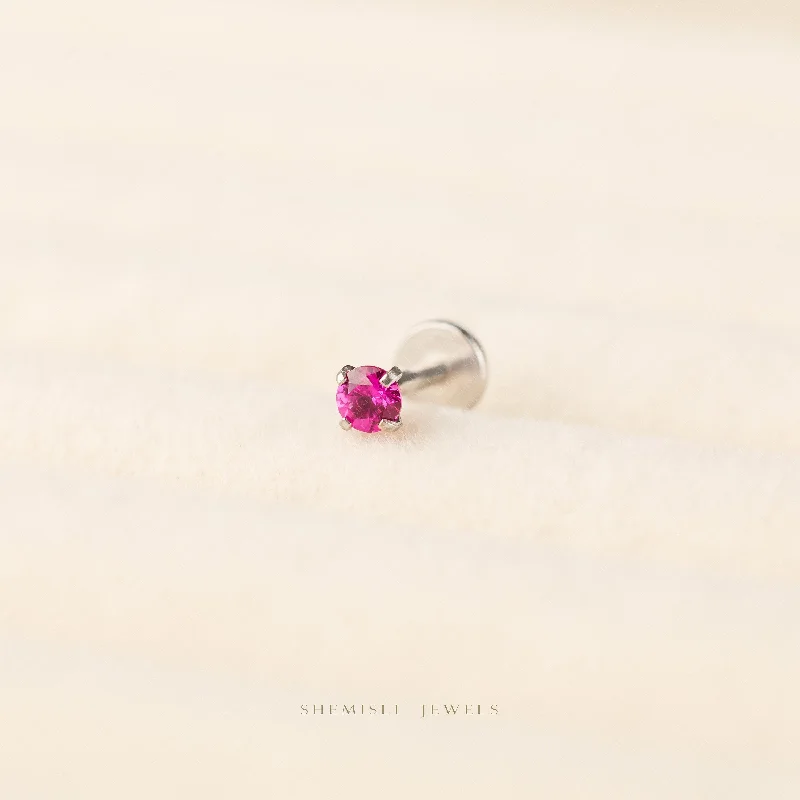 Two - Tone Gold and Silver Plated Clover Stud Earrings for a Lucky and Stylish SymbolTiny Ruby Threadless Flat Back Tragus Stud, July Birthstone, 20,18,16ga, 5-10mm, Unisex, Surgical Steel SHEMISLI SS615