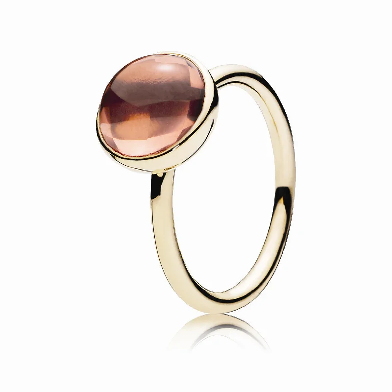 LED - Lit Fashion Rings in Plastic with Color - Changing Effects for a Futuristic LookBlush Pink Poetic Medium Droplet 14Ct Gold Feature Ring W Blush Pink Crystal