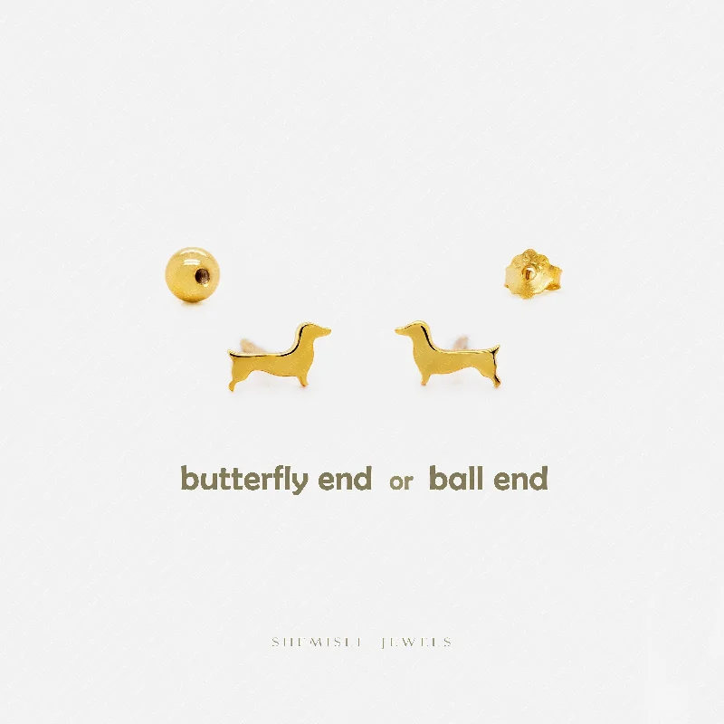 Pearl - Set Minimalist Stud Earrings in White for a Classic and Elegant AppearanceDainty Sausage Dog Studs Earrings, Unisex, Gold, Silver SHEMISLI SS885 Butterfly End, SS886 Screw Ball End (Type A) LR