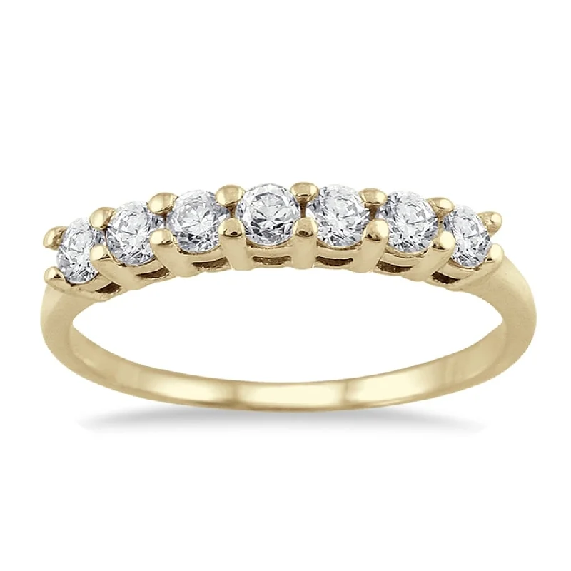 Tennis - Style Women's Diamond Rings with a Continuous Row of Diamonds for a Classic and Versatile LookMarquee 1/2 Carat TW Seven Stone Diamond Wedding Band in 10K Yellow Gold